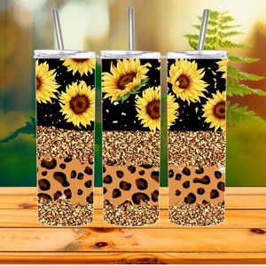 Leopard Sunflower Mama Gift Stainless Steel Tumbler
